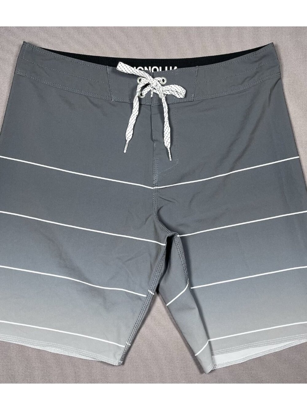 Honolua Hawaii Surf Co Gray Striped Board Shorts Swim Trunks - Men Size 30